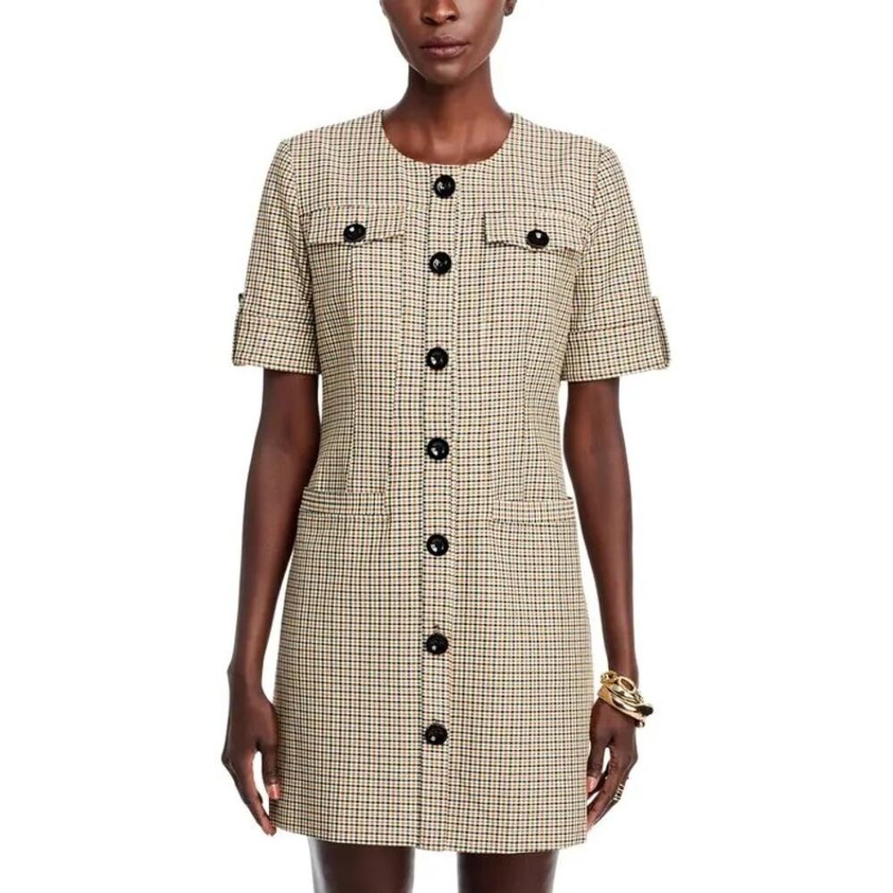 Toccin Gale Camel Plaid Short Sleeve Dress NWT